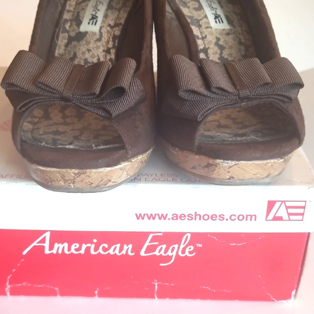 American Eagle Peep Toe Wedge Ballet Slip On 3.5